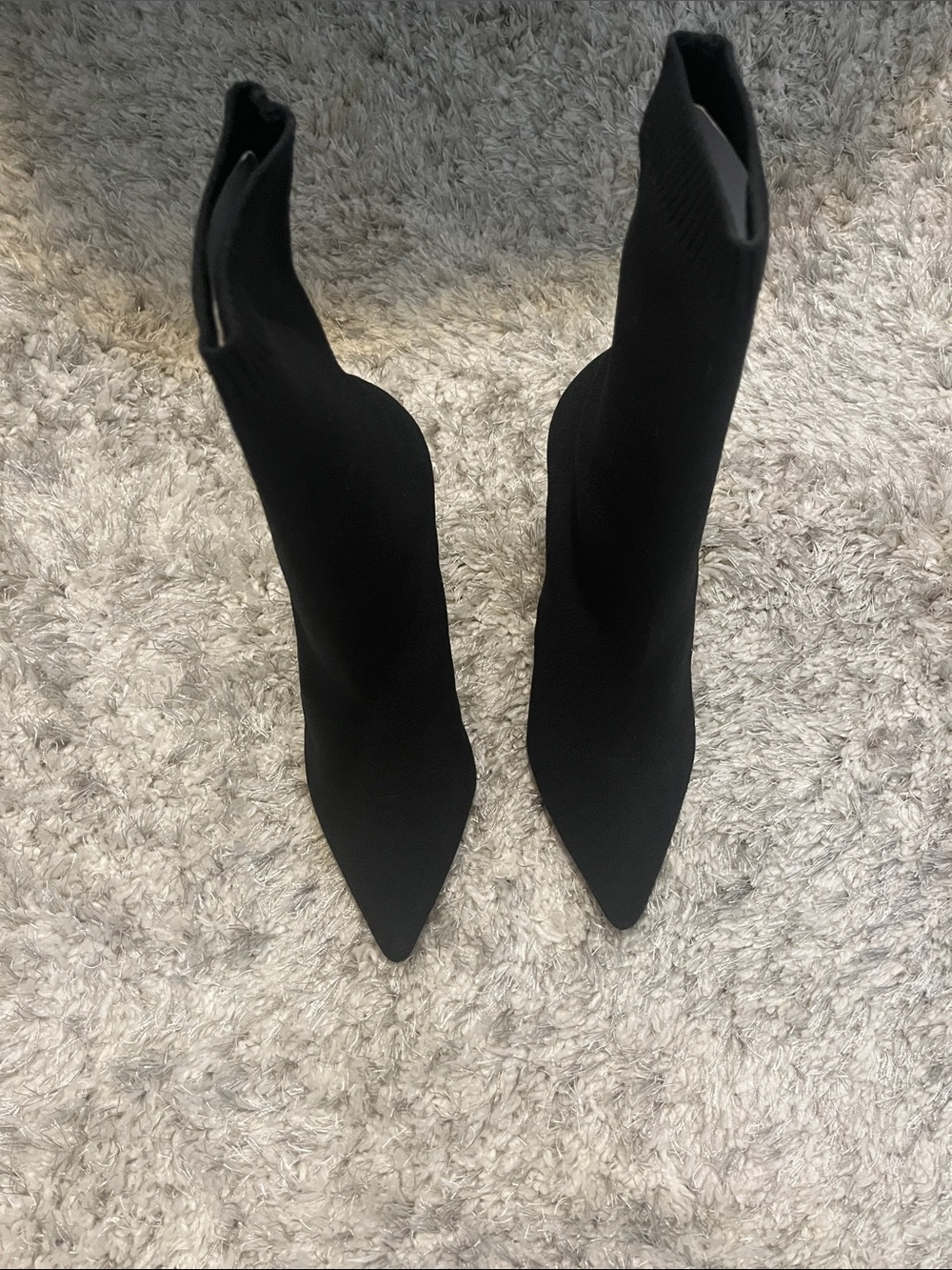 ALDO Stretch Knit Black Pointed Sock Heeled Boots